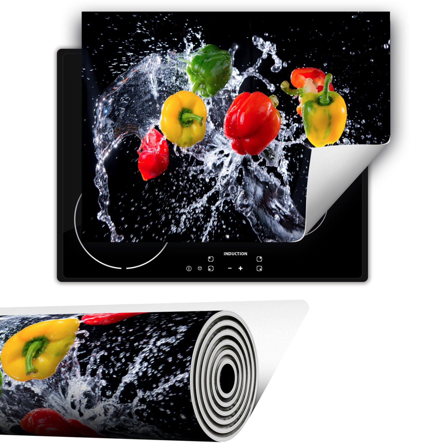 Svinovací Podložka Na Indukci Deska 80x52 cm Černá paprika