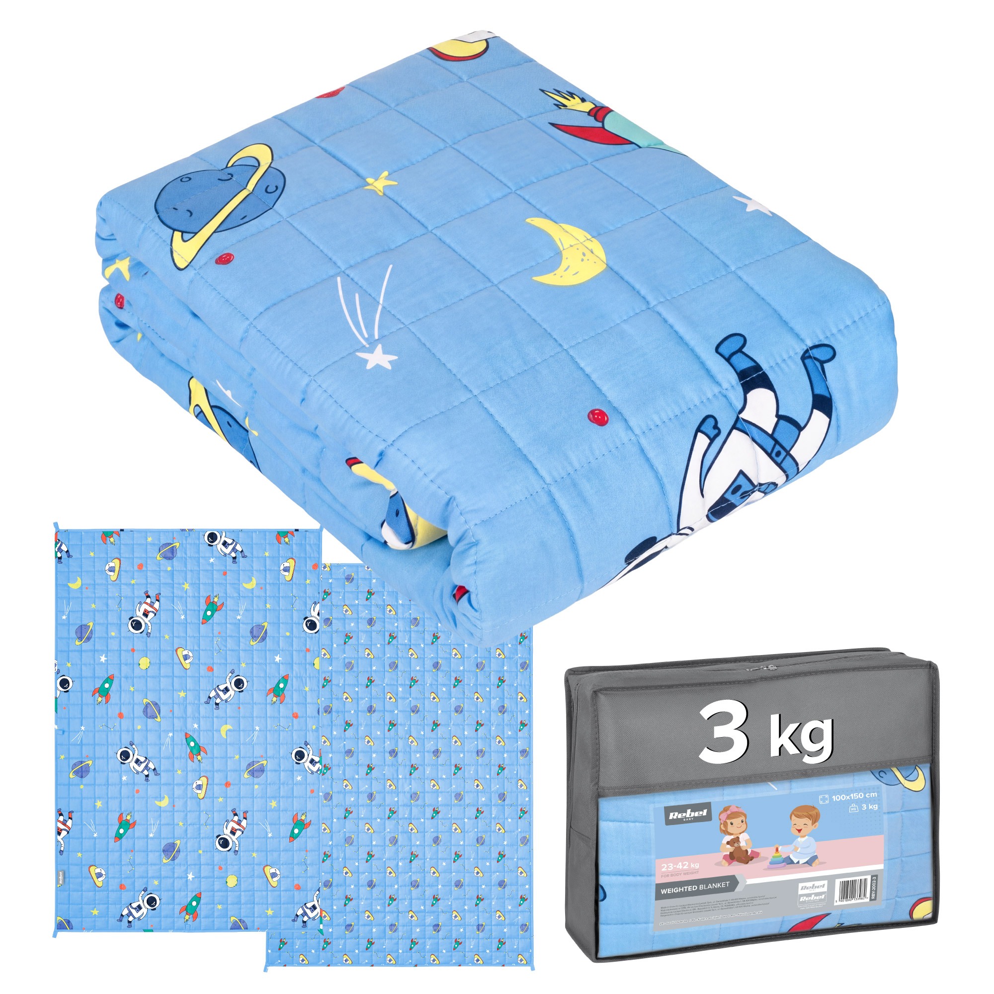 Kołdra obciążeniowa Premium bawełna koc sensoryczny dla dzieci 100x150 3kg