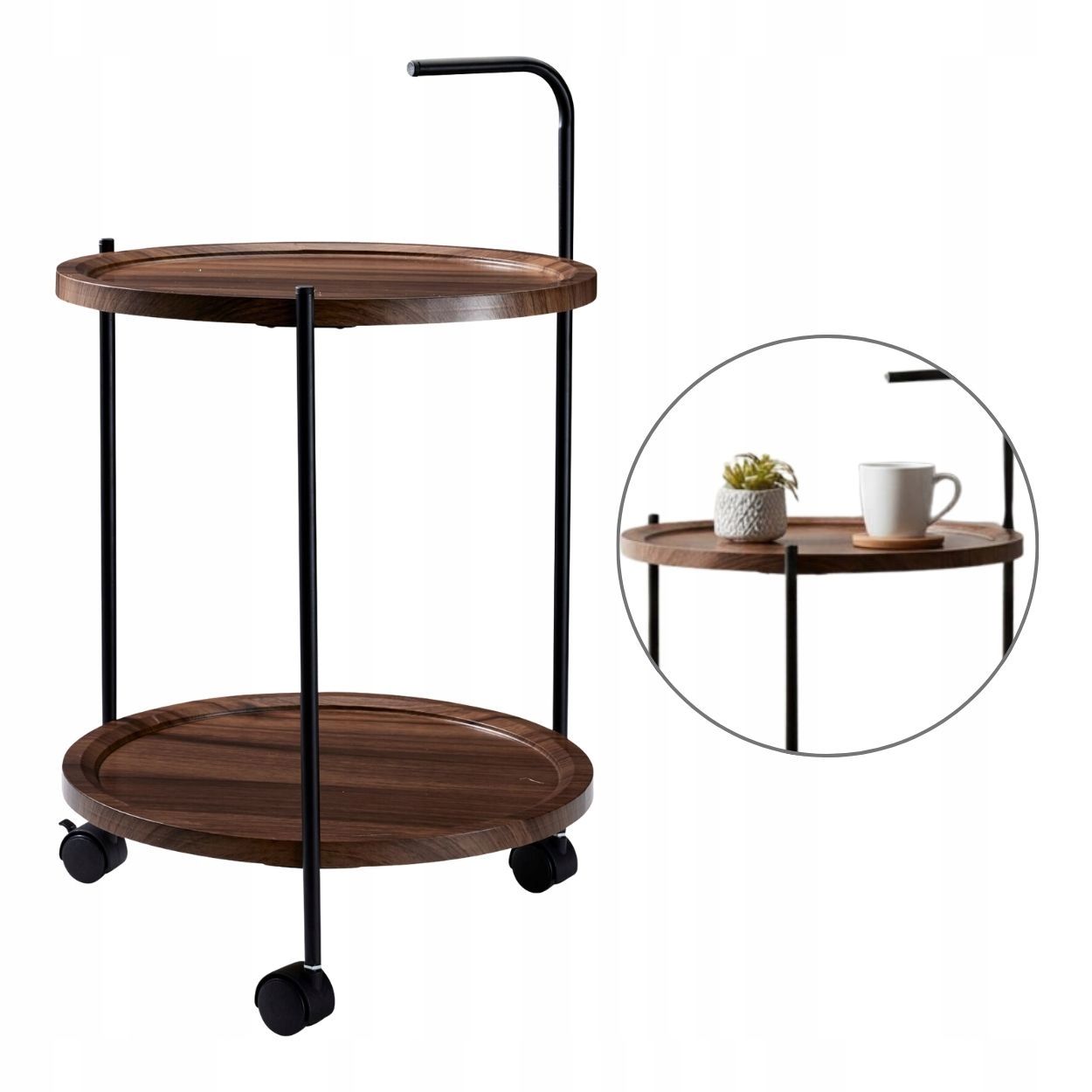 Boční stolek na kolečkách 2 police 40xh67 cm Pomocný loft moderní
