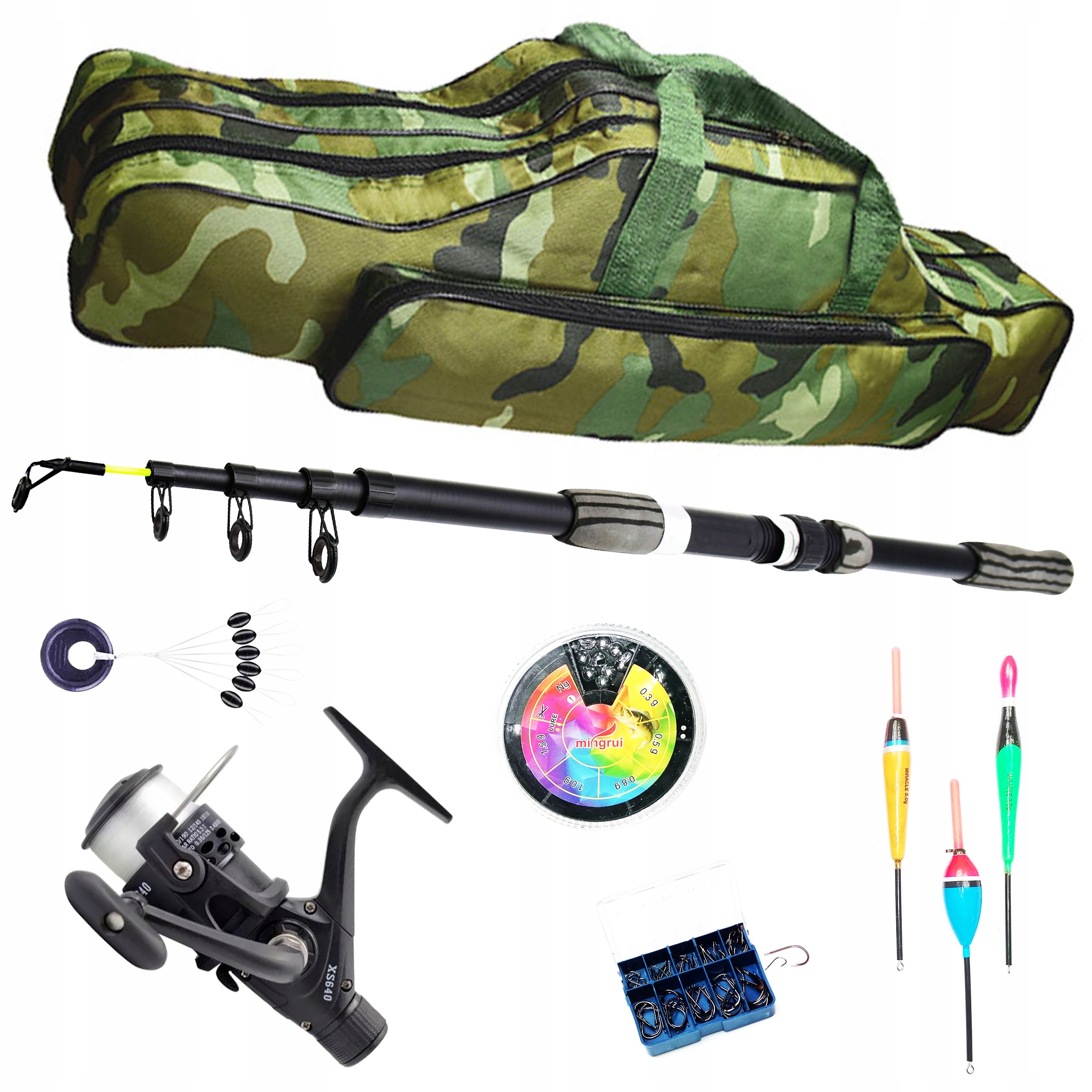 Rybářská sada Teleskopický splávek Travel 270 a naviják Pouzdro