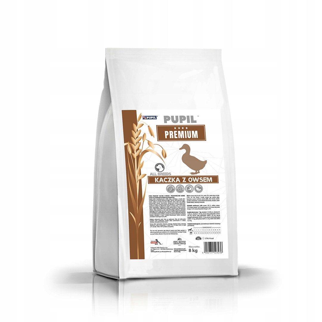 Levně Suché Krmivo pro psy Pupil Premium Duck s ovesem 8 kg Dárek