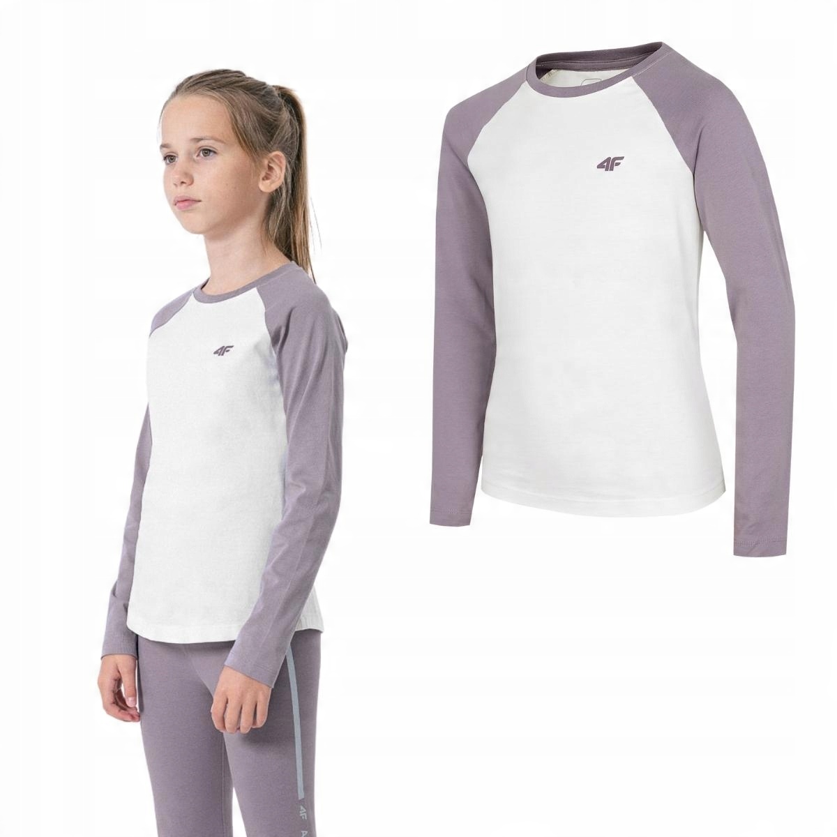 

Koszulka Dziewczęca 4F Longsleeve Gładki Bawełna