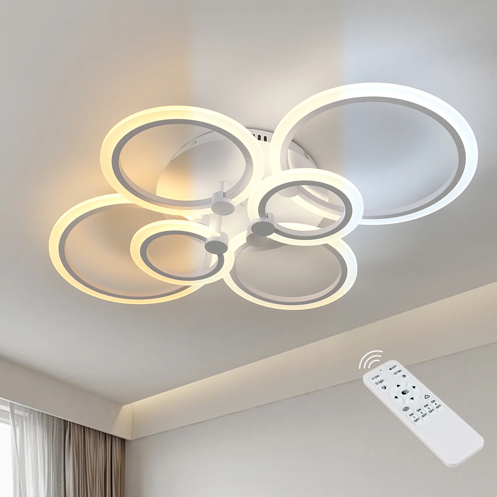Stropní svítidlo Led bílé kruhové moderní stmívatelné dálkové ovládání 76W