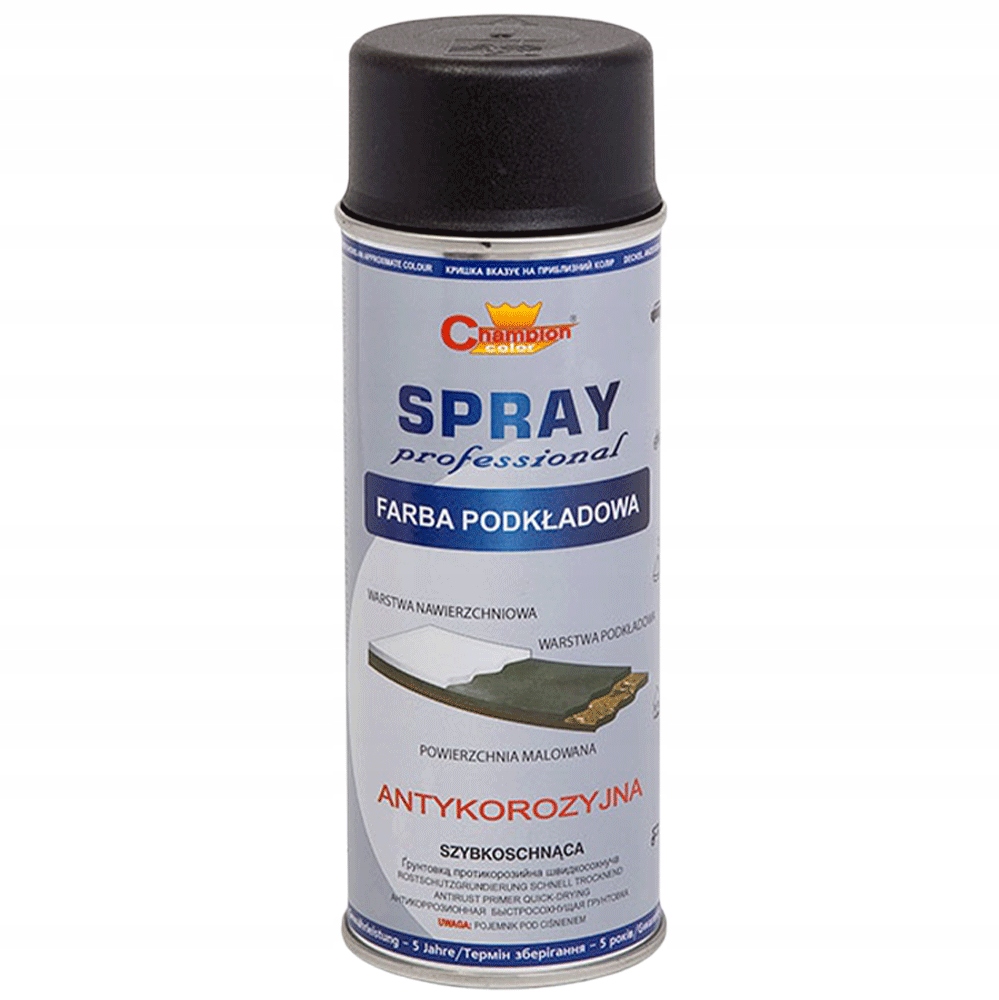 CHAMPION FARBA PODKŁADOWA ANTYKOROZYJNA CZARNA RAL 9011 SPRAY 400 ML