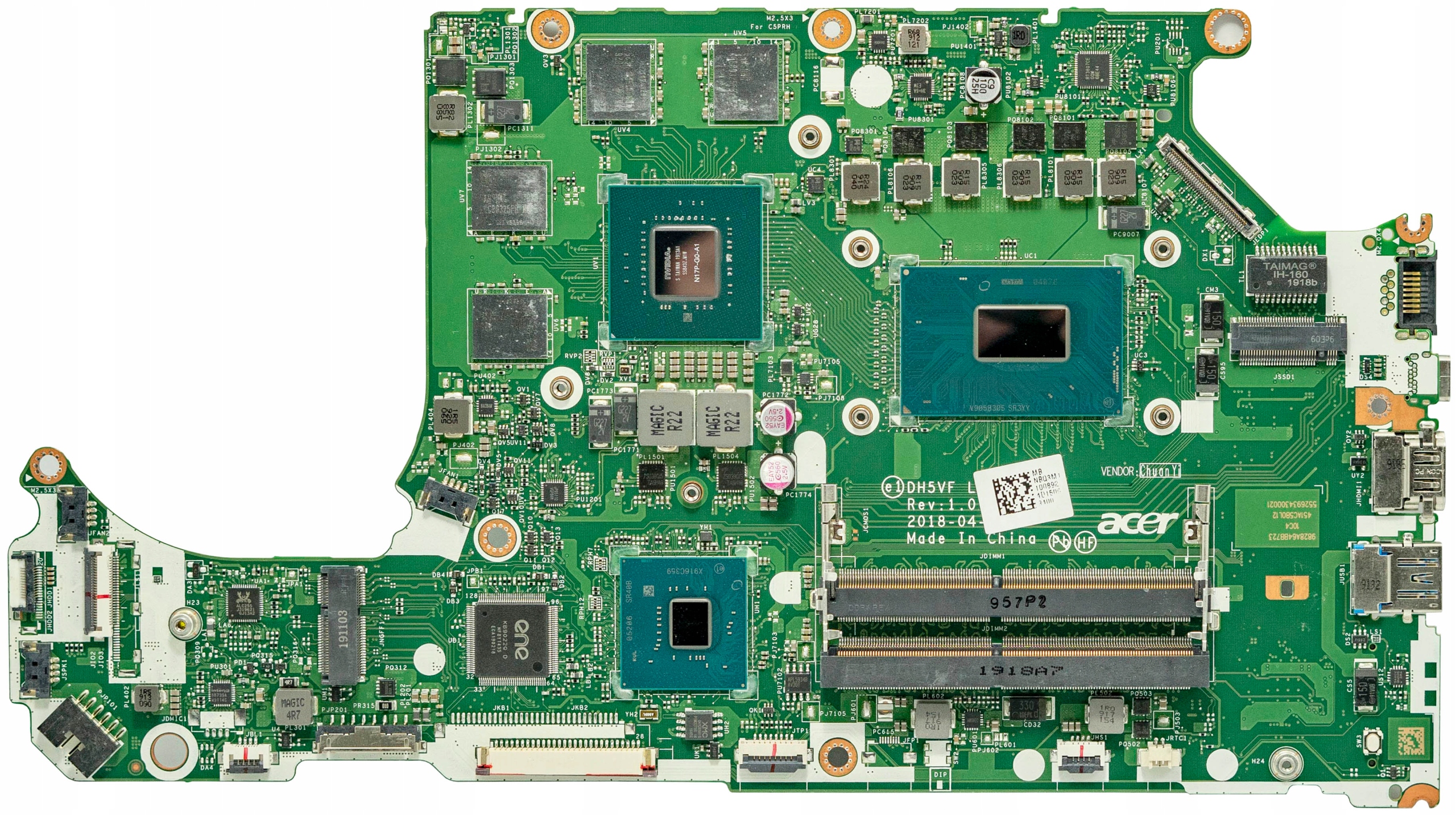 Základná doska pre acer Aspire A715-71G LA-F952P I5-8300HQ GTX1080Ti