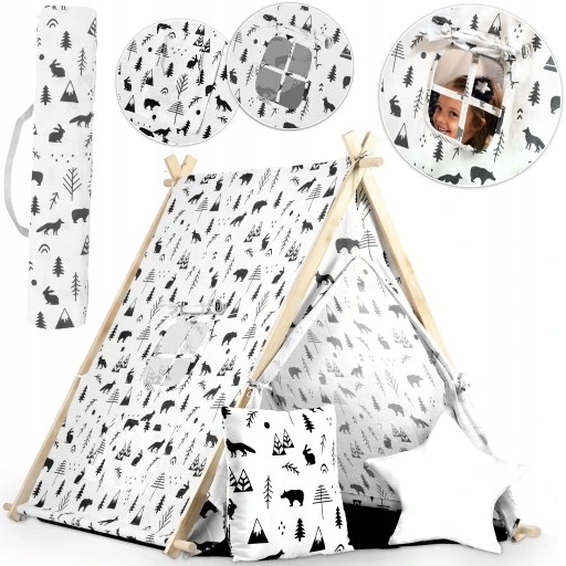 TIPI namiot dla dzieci DOMEK Poduszki LAMPKA LED NAMIOT DZIECIĘCY ZABAWKA