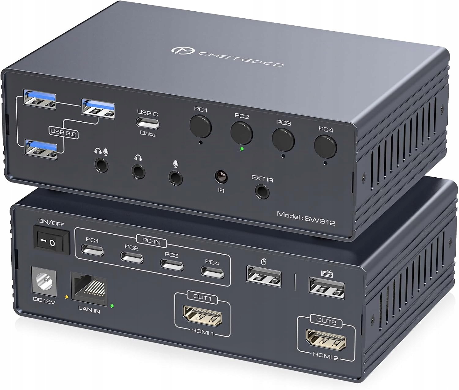 Kvm přepínač Usb-c Thunderbolt 4K 120Hz 4 Pc 2 monitory