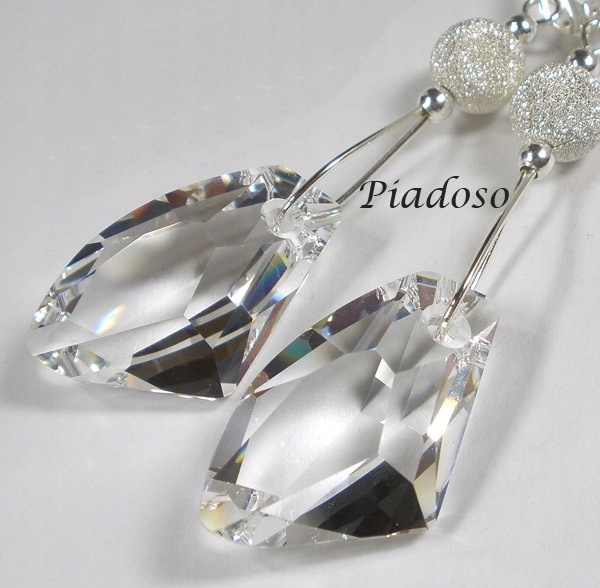 Krystaly krásné dlouhé náušnice Stříbro Crystal