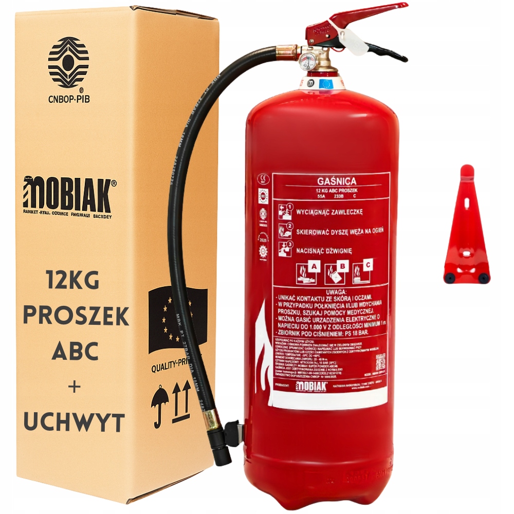 Gaśnica proszkowa 12 kg Abc z wieszakiem GP12x Ce, Cnbop, EN3, Med
