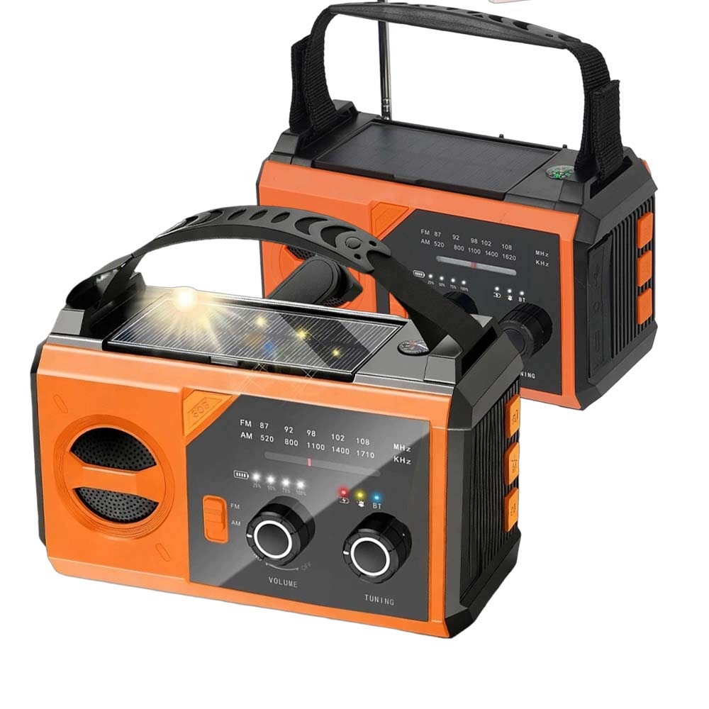 Przenośne radio awaryjne 20000mAh z 3 sposobami ładowania i latarką
