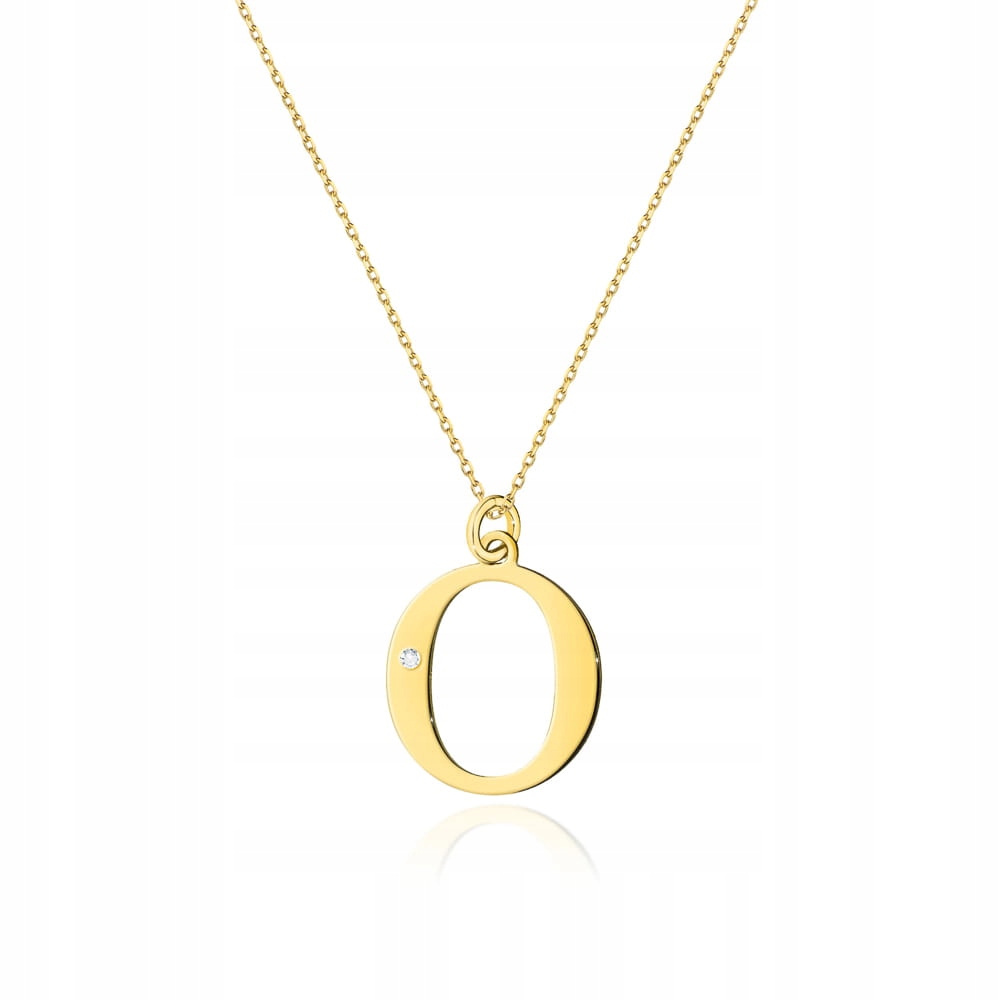 Zlatý náhrdelník s písmenem O briliant pr. 585, velké písmeno s diamantem
