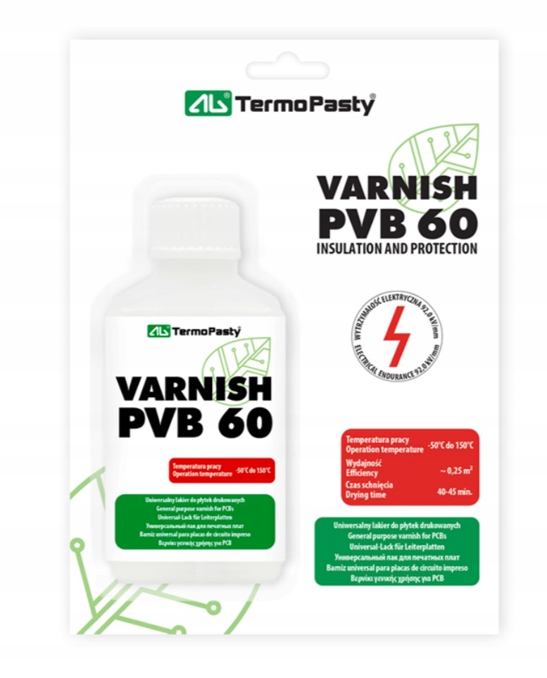 

Lakier PVB60 50ml z pędzelkiem zabezpieczenia elek