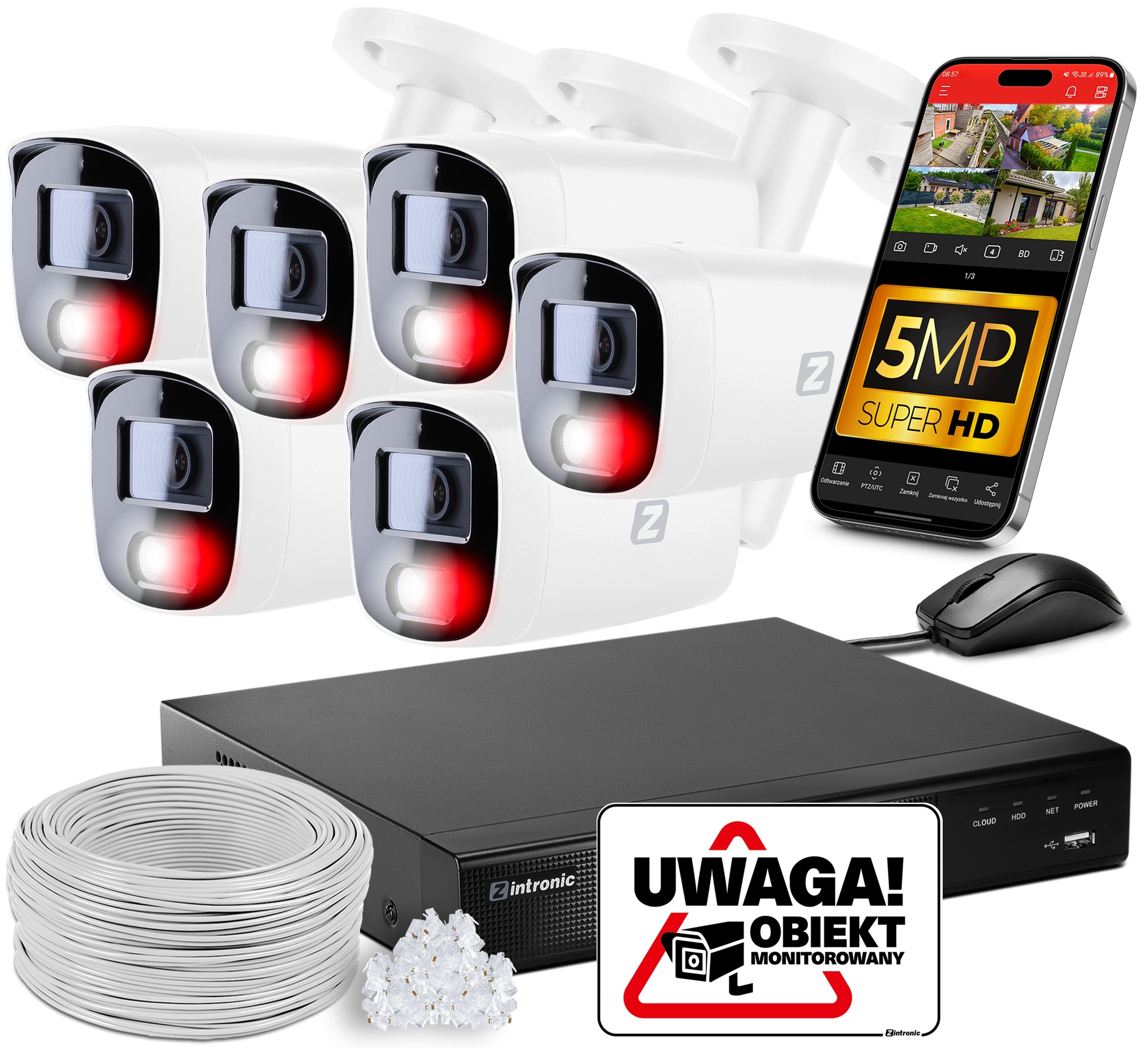 Sada Na Monitorovanie 5MPX Ip Poe 6 Kamier B5 Audio Detekcia Ľudí Bez Disku