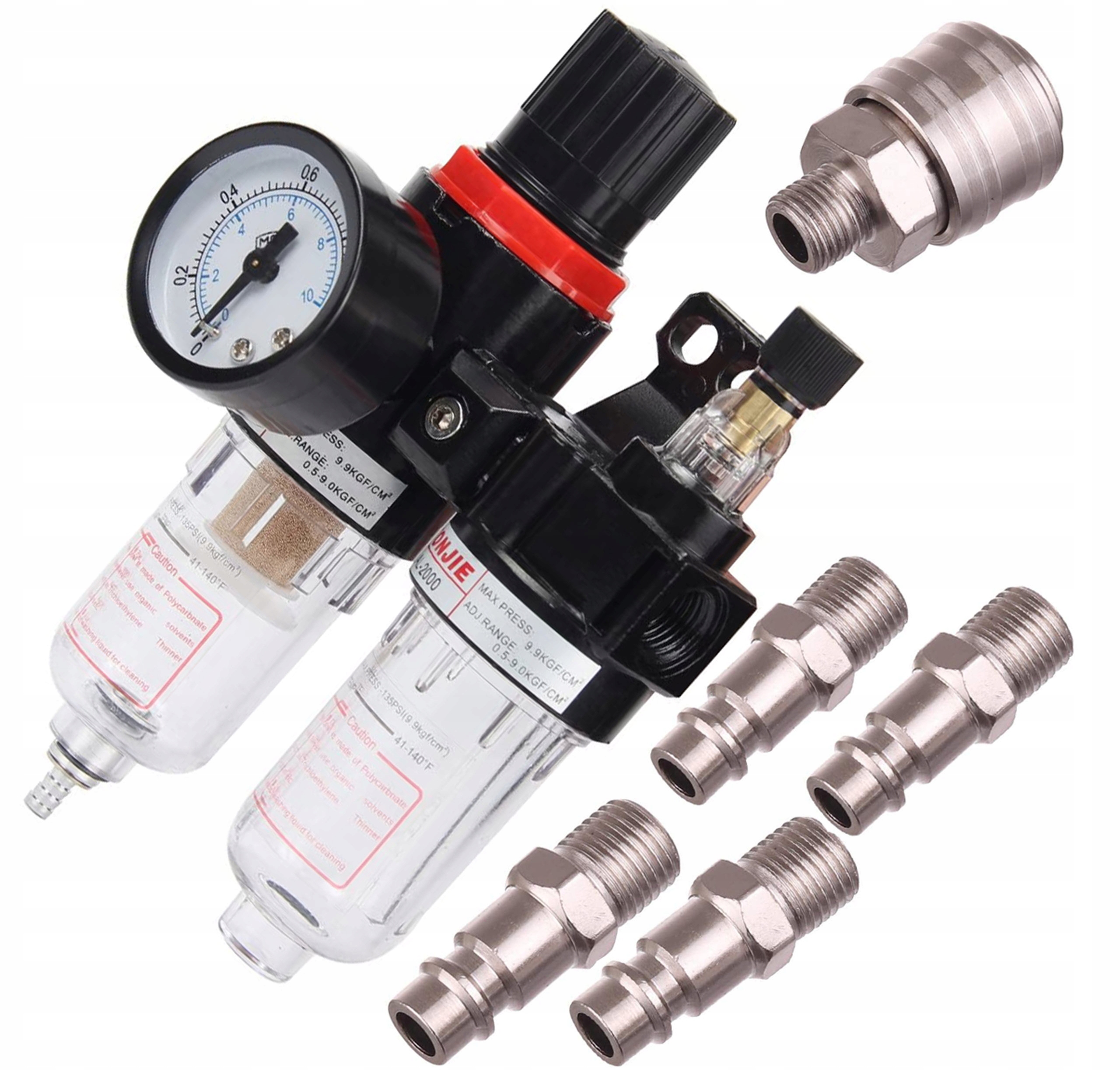 ODWADNIACZ FILTR POWIETRZA REDUKTOR NAOLEJACZ 1/4 + ZŁĄCZKI