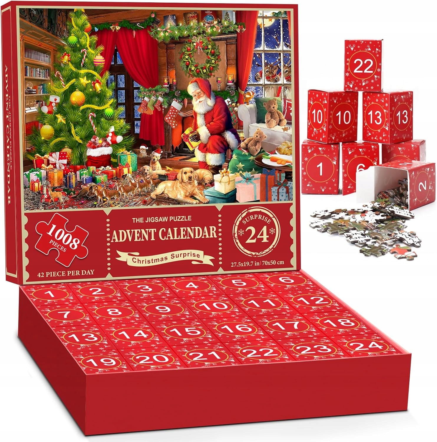 Adventní kalendář Puzzle Vánoční Vánoce 1008 dílků 24 dní