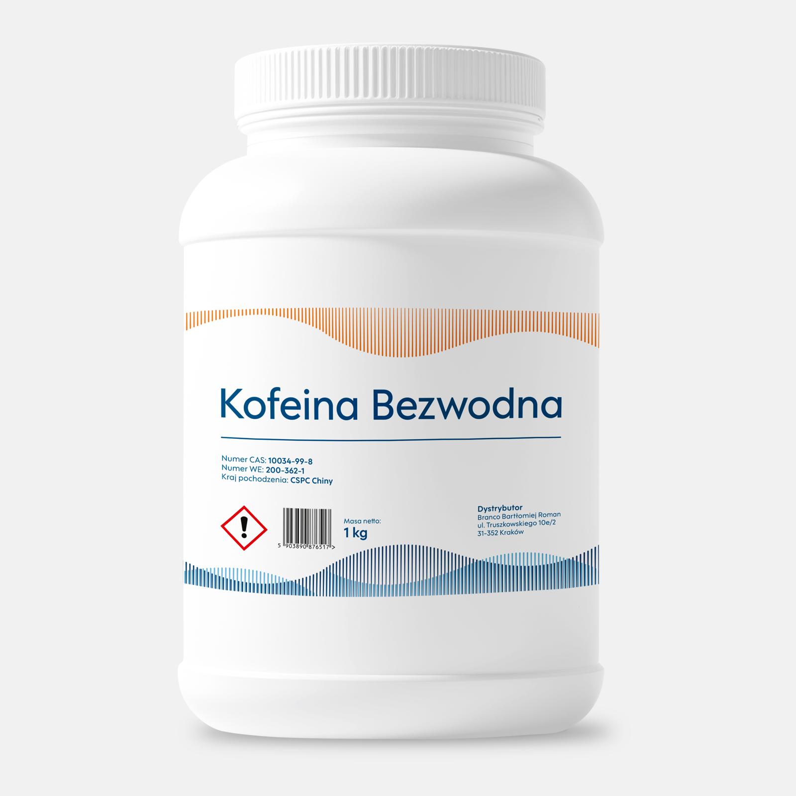 Kofein bezvodý 1kg 100% prášek pudr Caffeine anhydrous