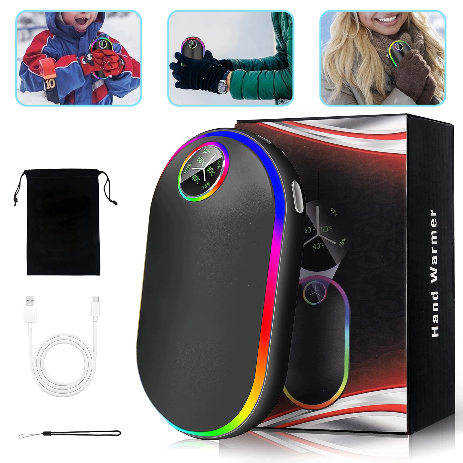 Nabíjecí Ohřívač Rukou Power Bank Na Zimu 10000 mAh