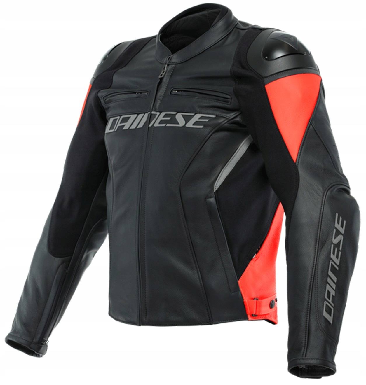 Kožená bunda Dainese Racing 4 čierna/červená fluo 52