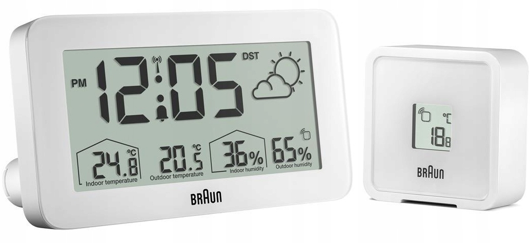 Stacja Pogody Budzik Braun BC13WP-DCF Alarm Drzemka Termometr Higrometr Set