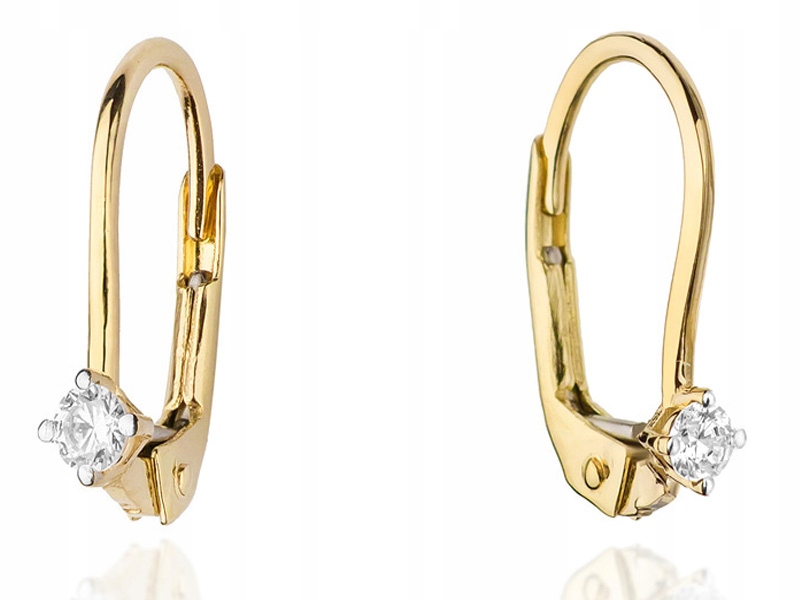 Zlaté náušnice 585 Jemné S Brilianty 0,95g diamanty pro ni 14k