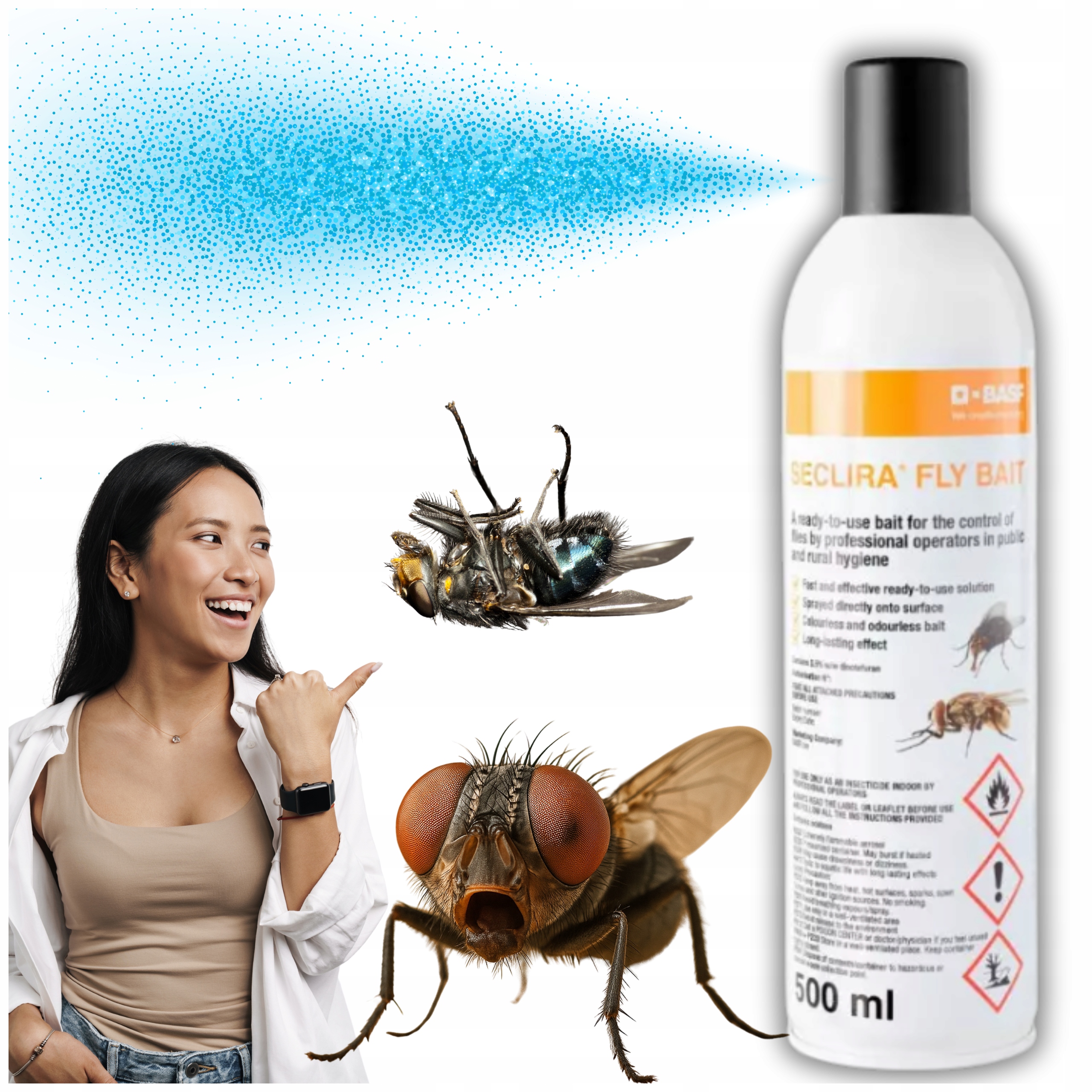 Mocny Spray Oprysk Środek Preparat Na Muchy Seclira Fly Bait Basf 500 ML
