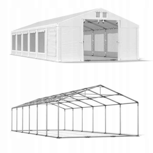 Namiot imprezowy o wymiarach 4x12m w kolorze białym