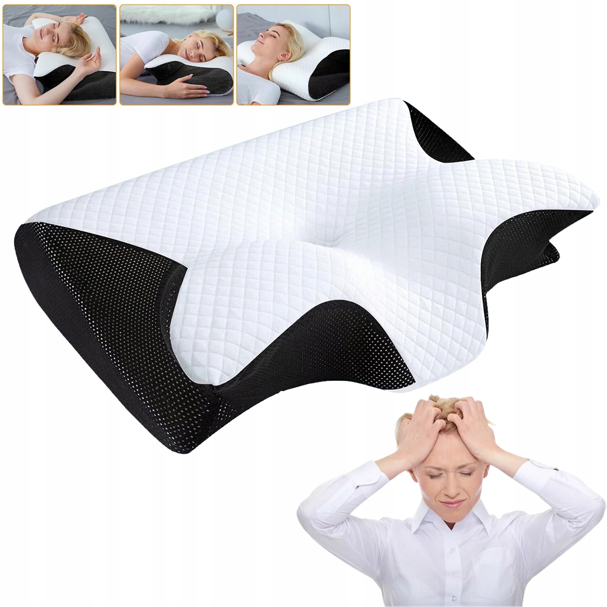 Poduszka Ergonomiczna pod kark ortopedyczna z pianki z pamięcią 2w1