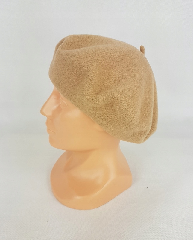 274 BERET damski FEZKO CAMEL rozm. 10,5" mały Wzór dominujący bez wzoru