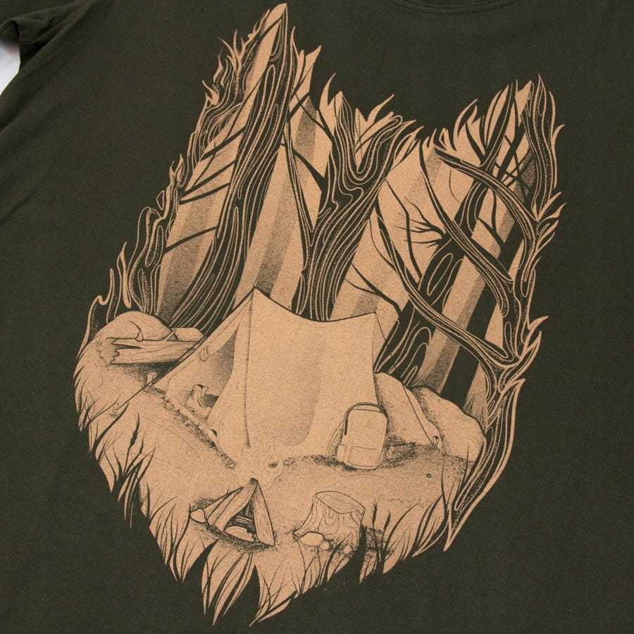 Koszulka turystyczna męska WILK OBOZOWISKO khaki L Rozmiar L