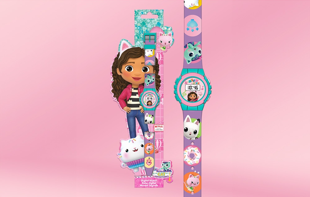 KIDS LICENSING ZEGAREK ELEKTRONICZNY DLA DZIECI NA RĘKĘ KOCI DOMEK GABI KOT Materiał plastik