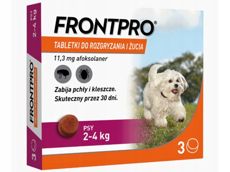 Frontpro Dog S 2-4KG 3 tabletki dla psów na pchły kleszcze