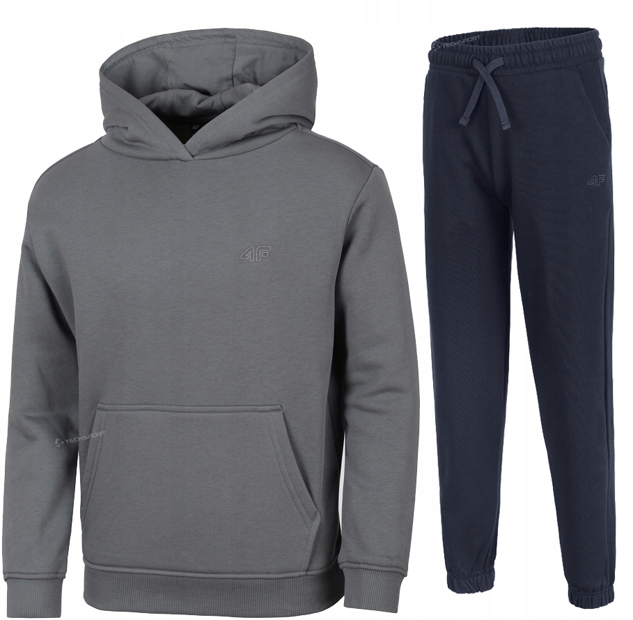 4F Chłopięcy Dres Komplet Bluza Kangurka Spodnie rozm 128