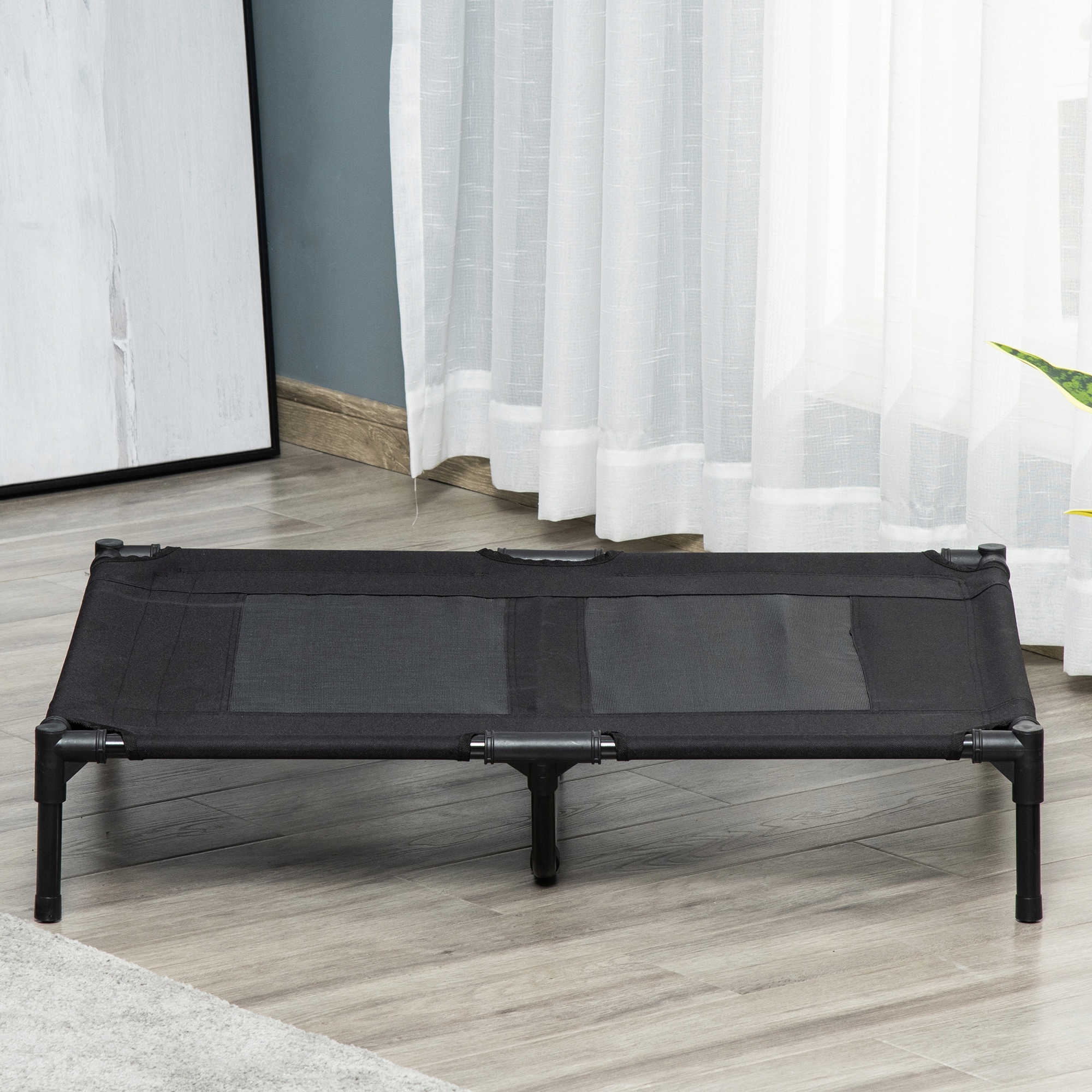 Levně Vyvýšený pelíšek pro psa s nosností 30 kg, černý, 92x76 cm, lehátko pro psy