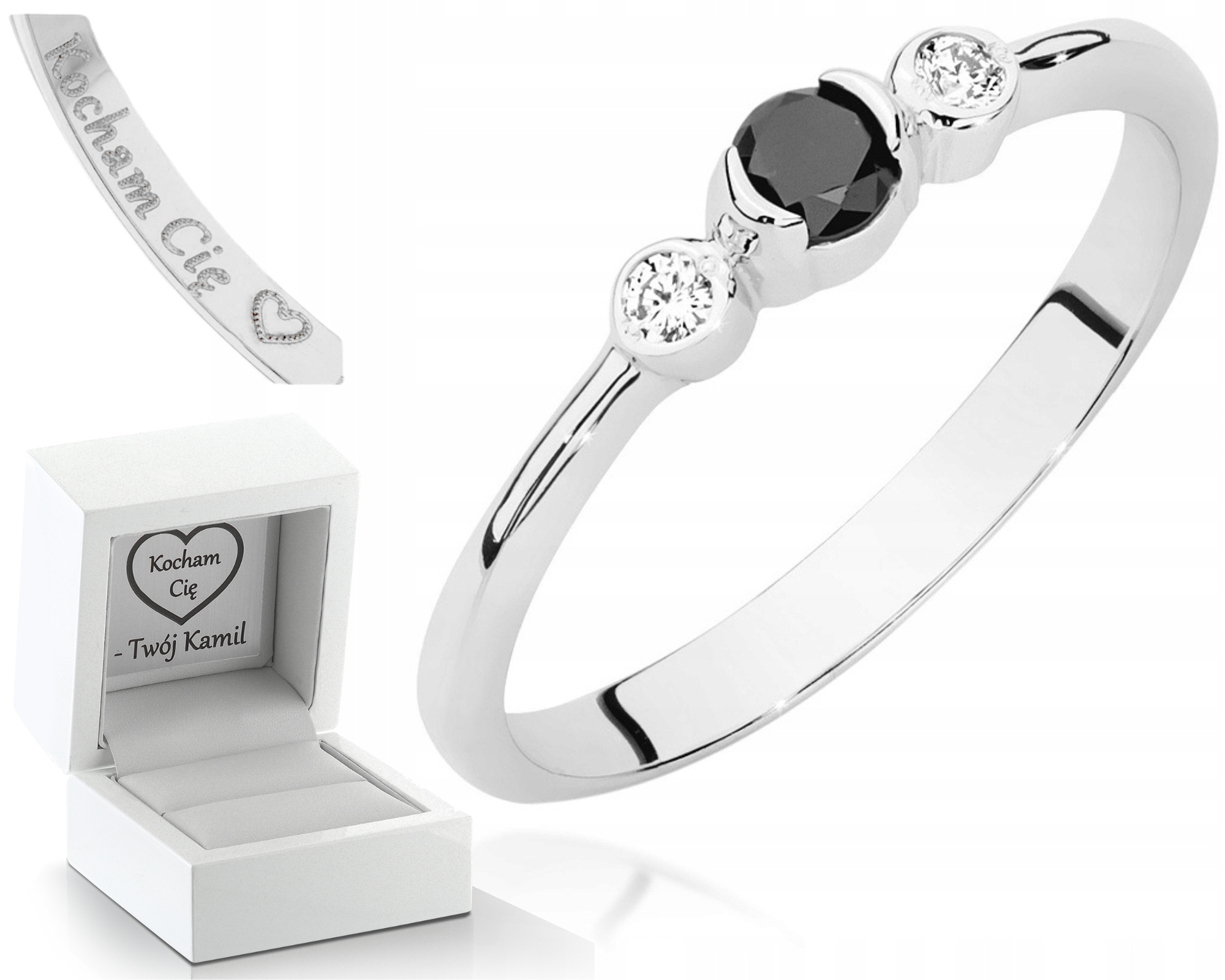 Prstýnek Z Bílého Zlata S Černými Brilianty