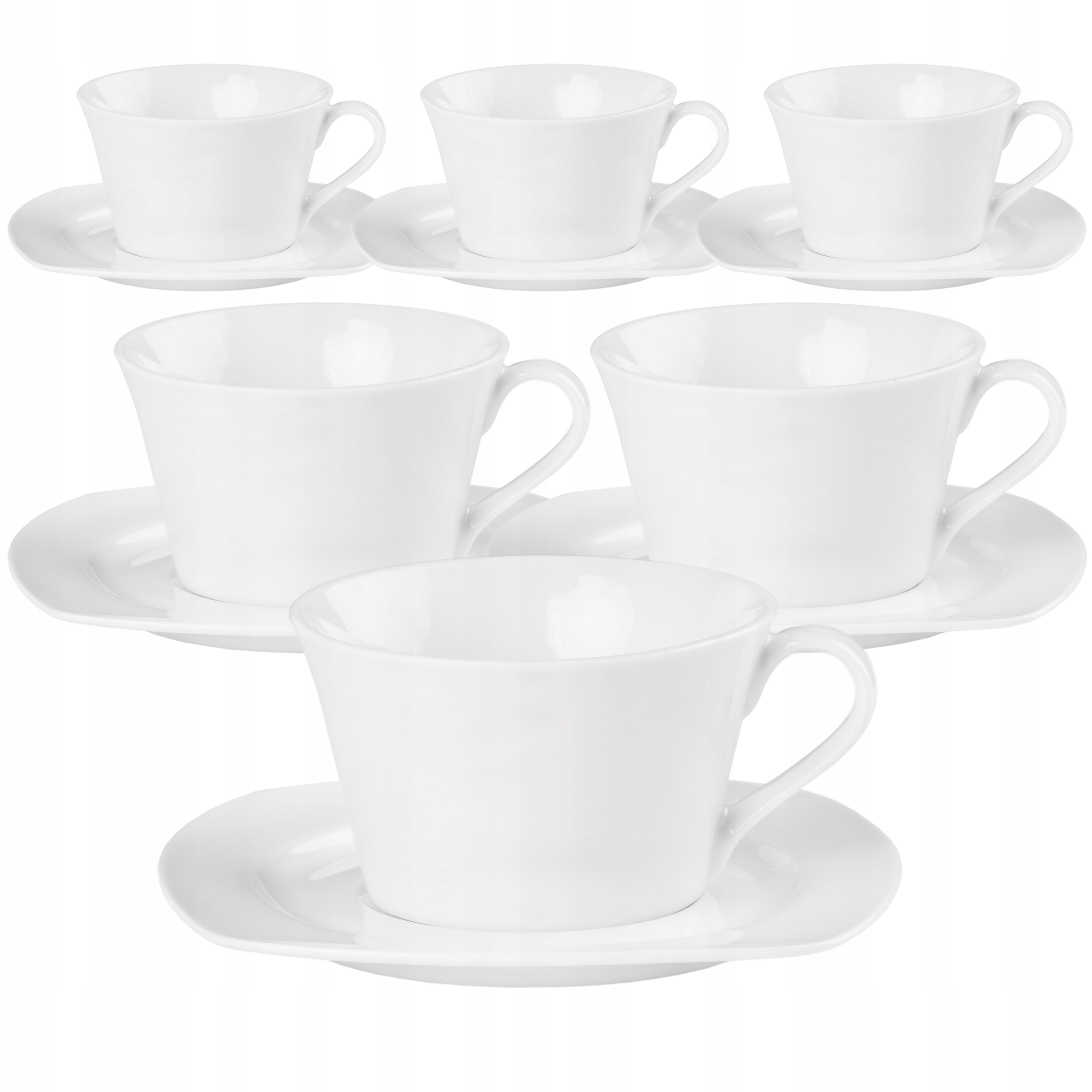 ZESTAW 6SZT FILIŻANEK BIAŁYCH ZE SPODKIEM 6X FILIŻANKA 220ML BIAŁA + SPODEK