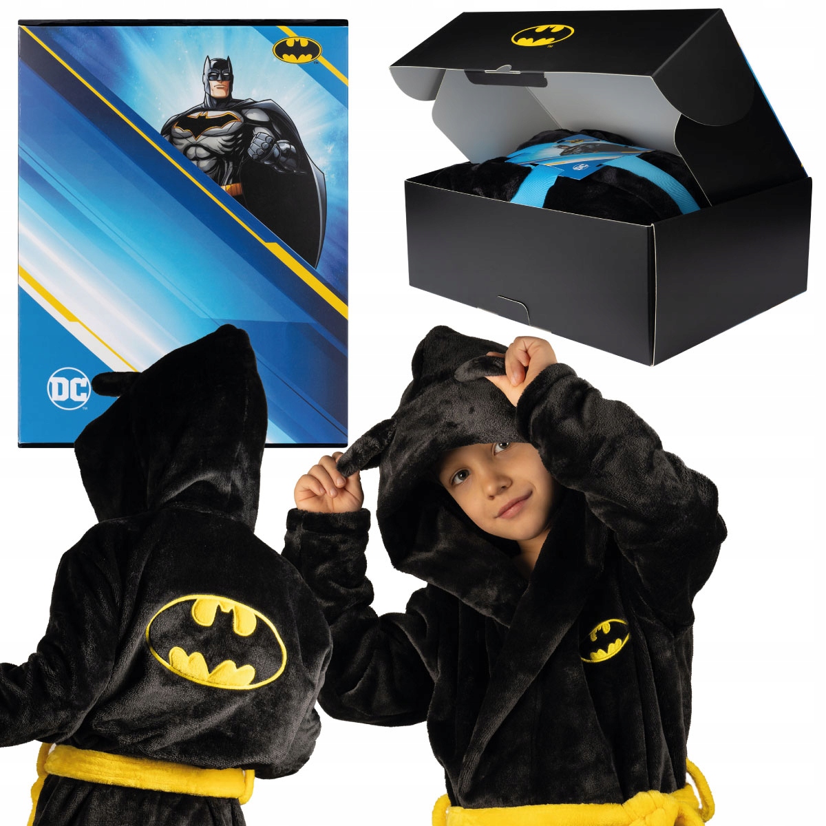 Soxo Szlafrok pluszowy Batman dla dziecka na urodziny roz. 146-152