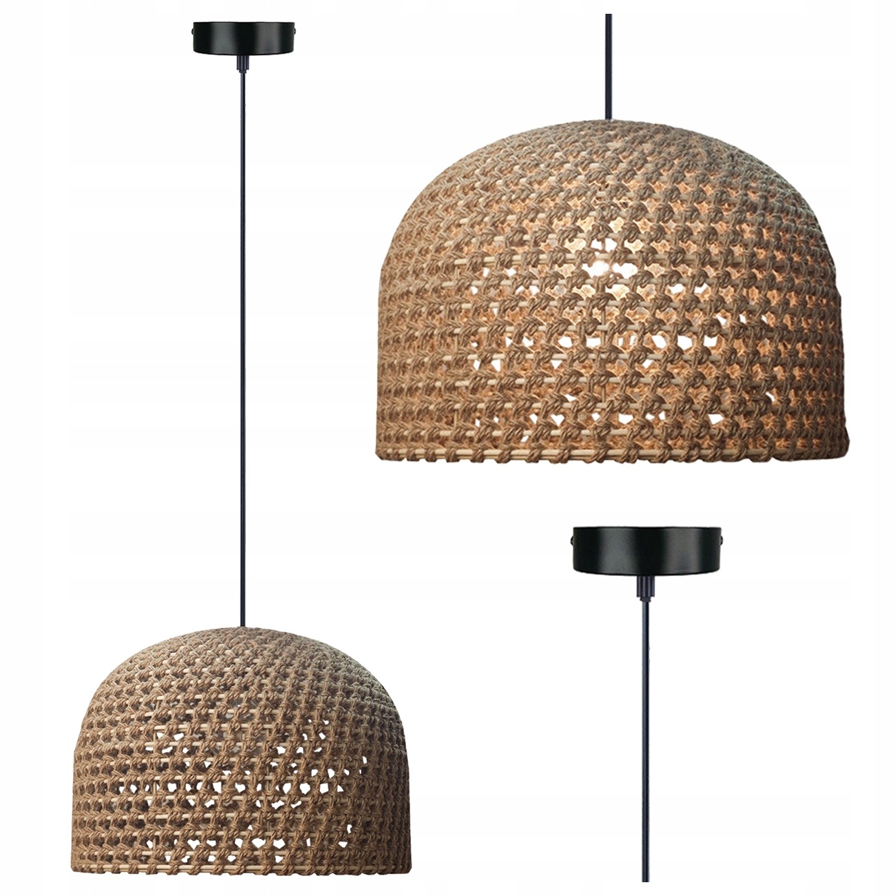 Ratanová Závěsná Lampa Kanso 50 CM Světlé Dřevo 1XE27