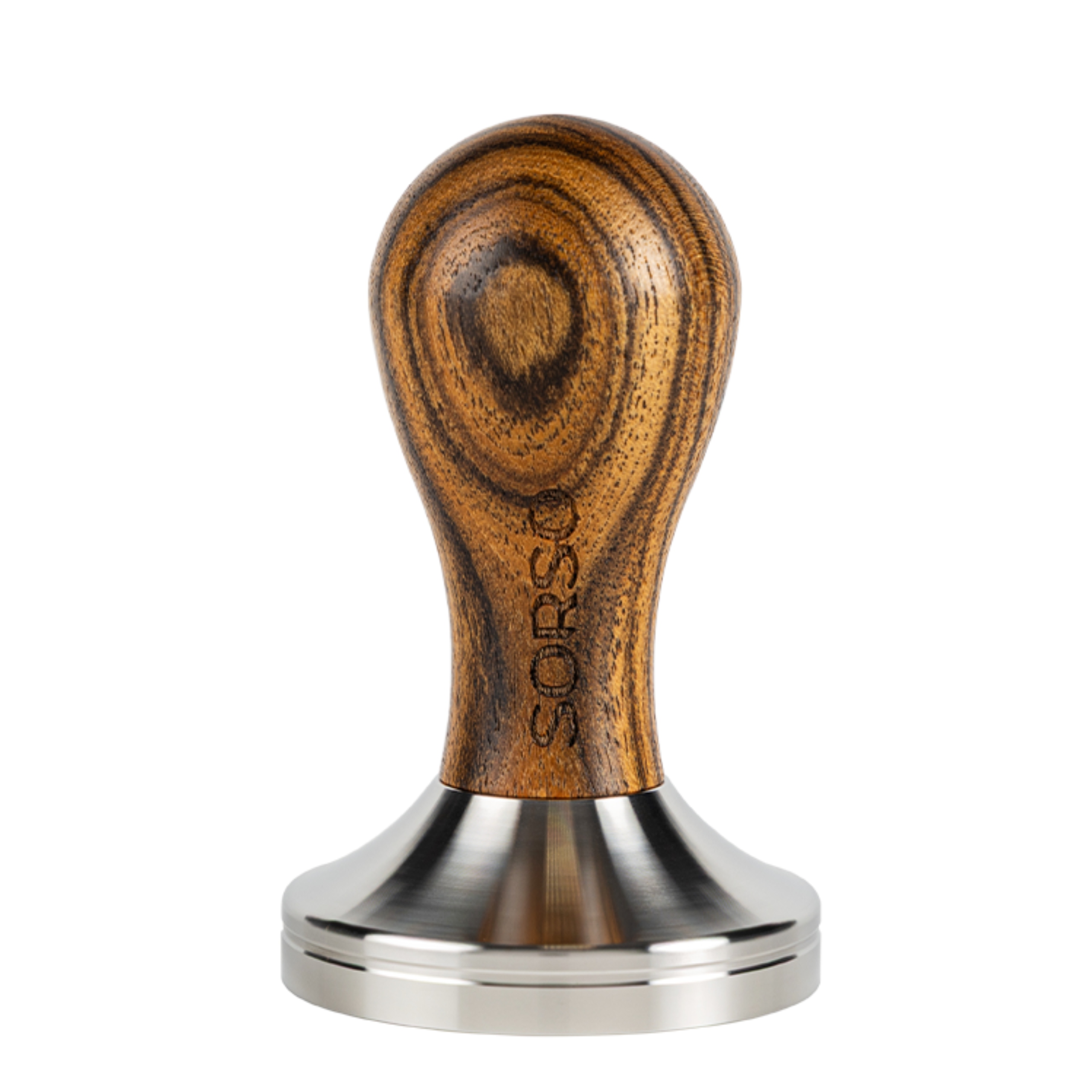 Levně Tamper z nerezové oceli Sorso Barista s dřevěnou rukojetí, 57 mm, hnědý