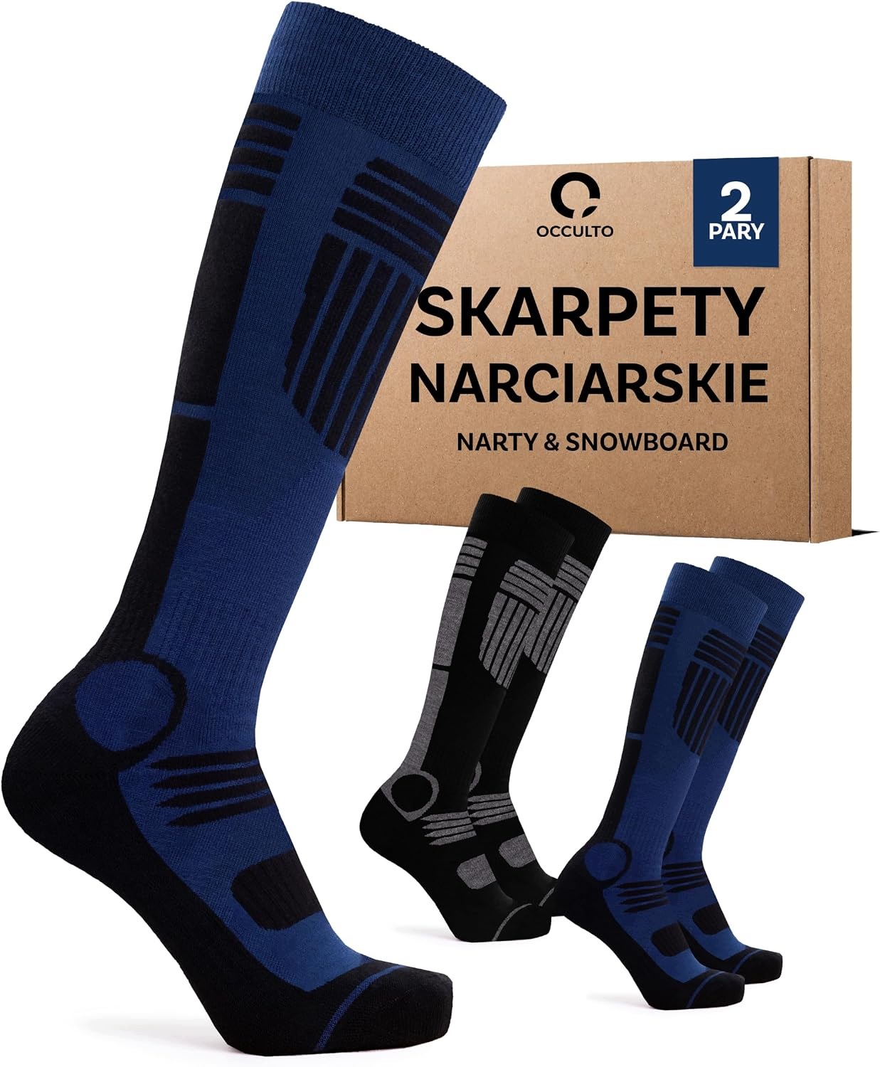 Skarpety narciarskie męskie Felix 2 pary niebieski antracyt 43-46