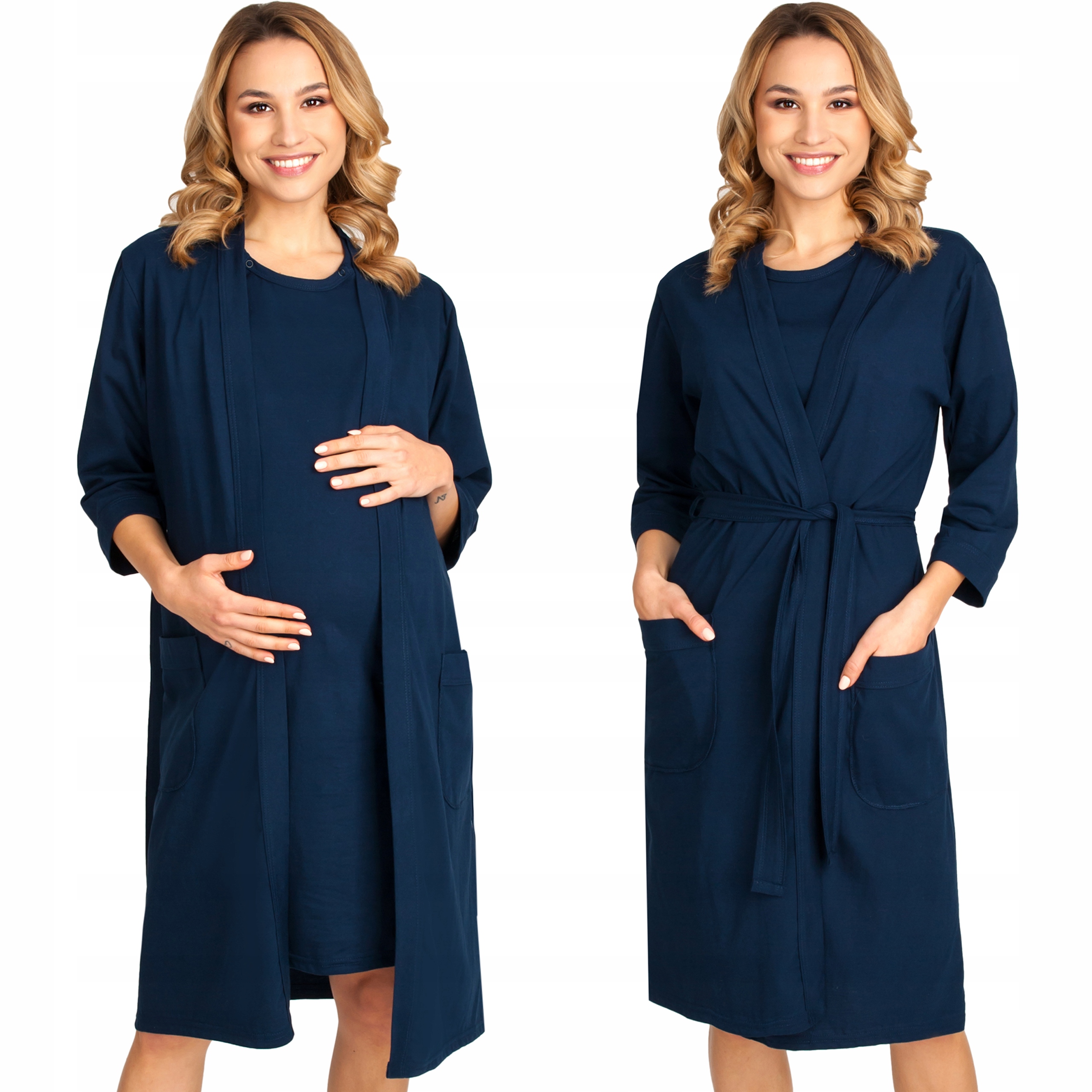 KOSZULA DO KARMIENIA SZLAFROK CIĄŻOWY KOMPLET Rozmiar L