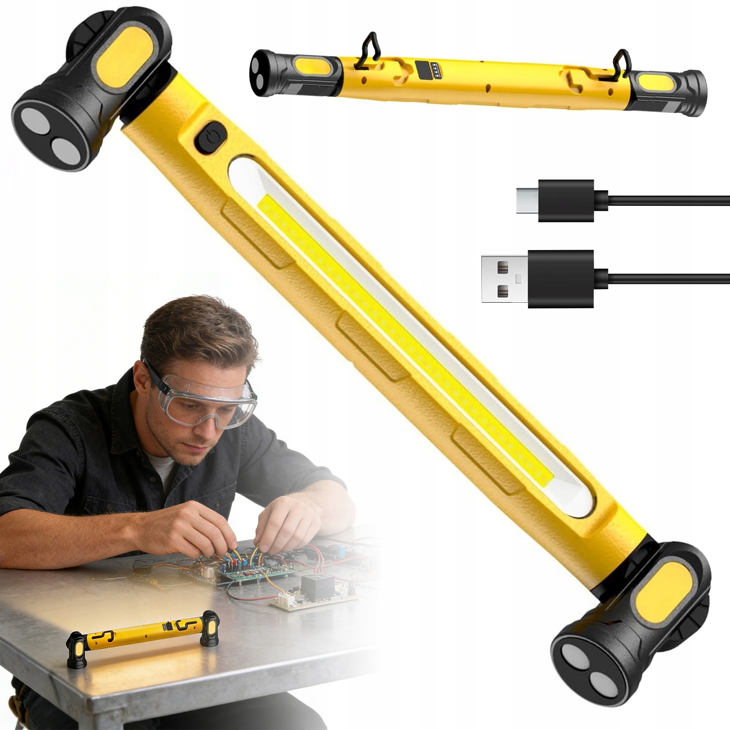 Led Akumulátorová Pracovní Lampa 81 Diod Usb-c Pro Dílnu A Garáž
