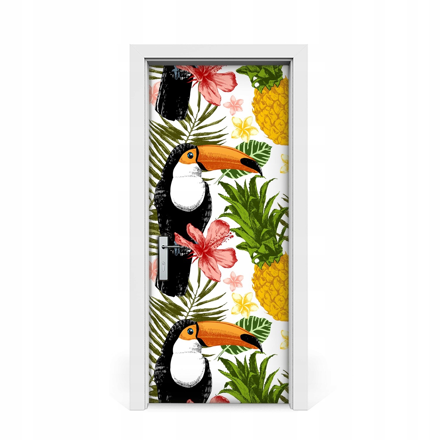 

Naklejka na drzwi okleina Tukan i Ananas 85x205