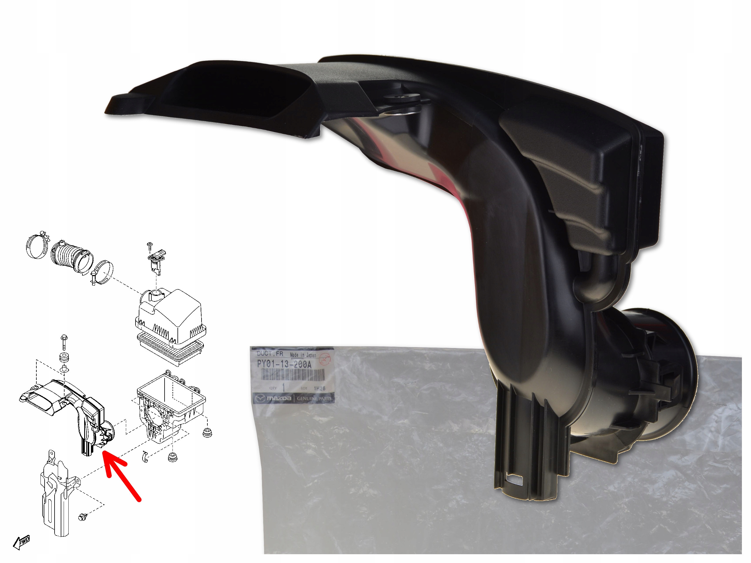 Trubka Pro Přívod Vzduchového Filtru PY01-13-200A Oe Mazda