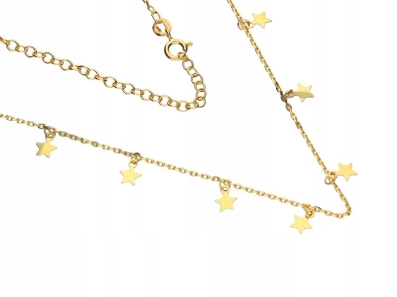 Stříbrný dámský náhrdelník 925 pozlacený s hvězdičkami a přívěskem, módní vzor