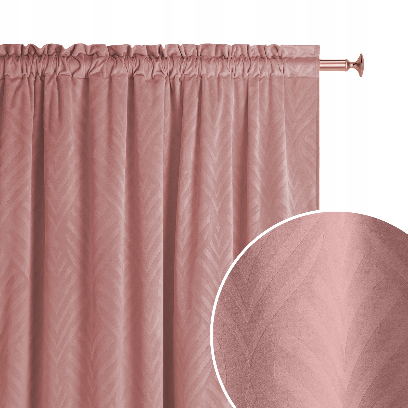 

Zasłona welur velvet żabki Leafly 140x280 różowa