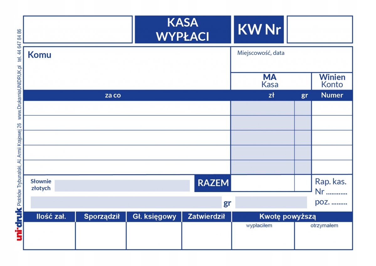 

Druk Kw kasa wypłaci 1 kopia