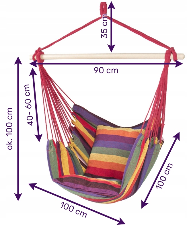 HAMMOCK SWING CHAIR ROCKER KABANAMA KĖDĖ 100x100 Gamintojo kodas 100x100 + pagalvės