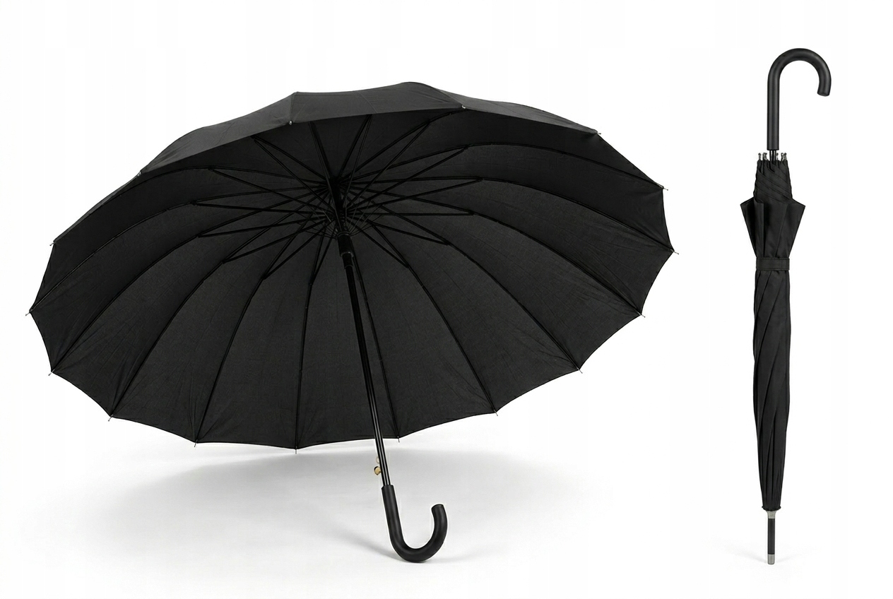 DUŻY PARASOL XXXL AUTOMAT MĘSKI DAMSKA PARASOLKA 130CM 16 RAMION+POKROWIEC