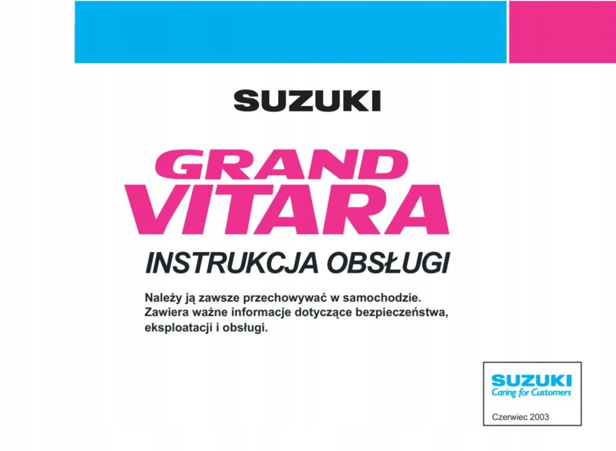 Suzuki Grand Vitara 3d 5d XL7 98-05 Instrukcja Obs Tematyka Samochody osobowe