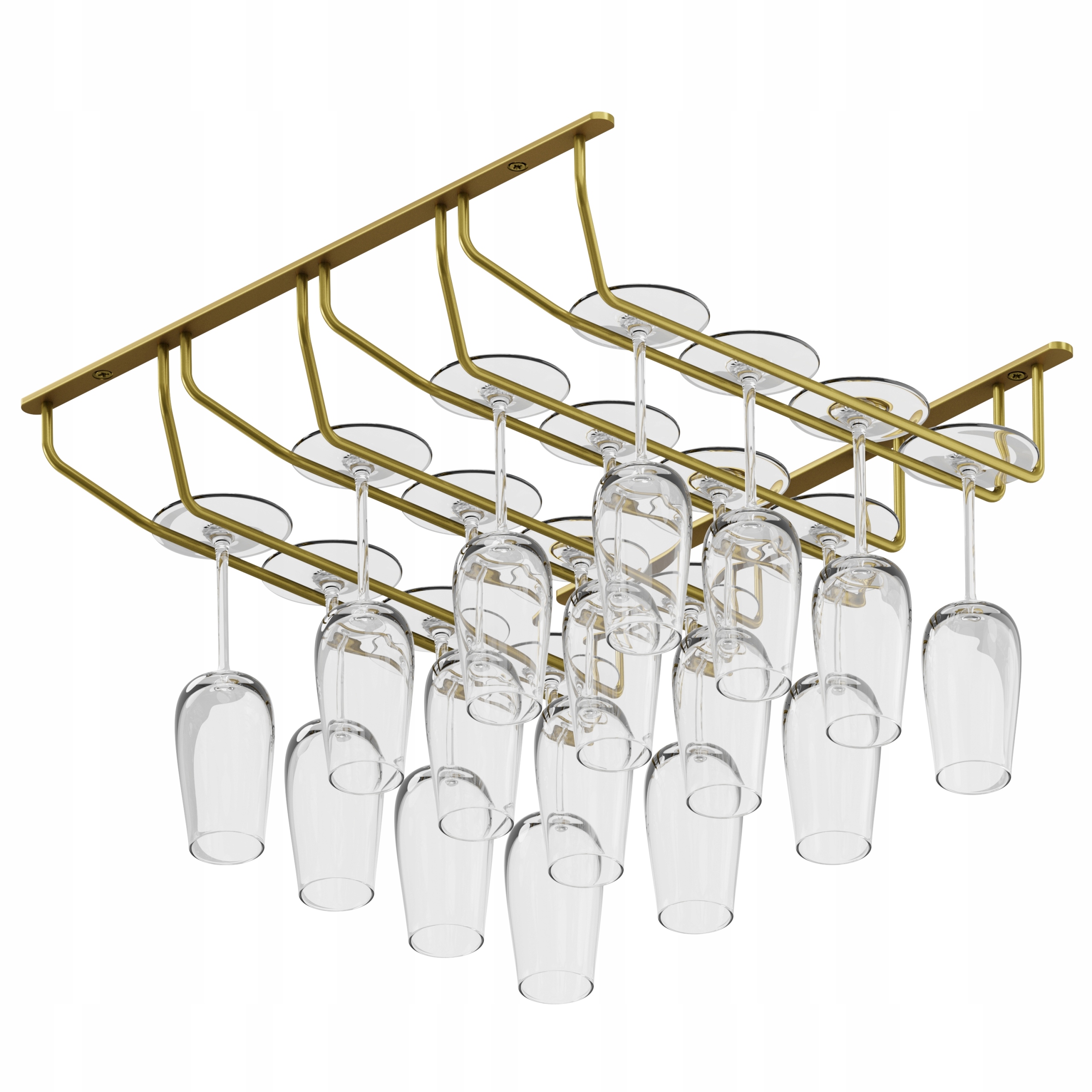 Věšák Na Skleničky Na Víno Šampaňské Držák Čtyřřřadý Zlatý Mat Alko